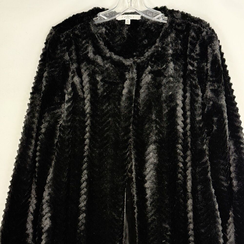 Fever Black Faux Fur Coat Women’s Size S Soft Plush Open Front Jacket - Picture 11 of 16